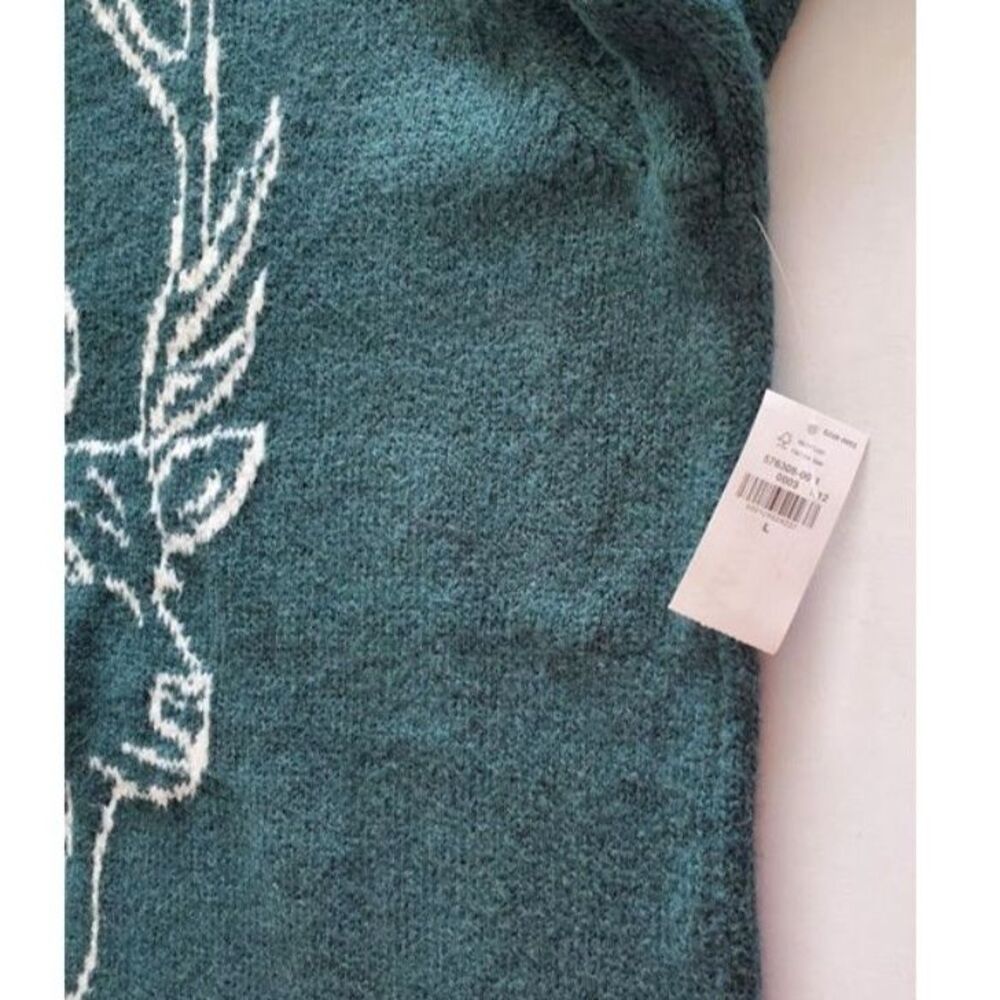 NWT Old Navy Reindeer Crewneck Sweater Dark Green Sz L Holiday Winter Cozy Cabin - Picture 4 of 8
